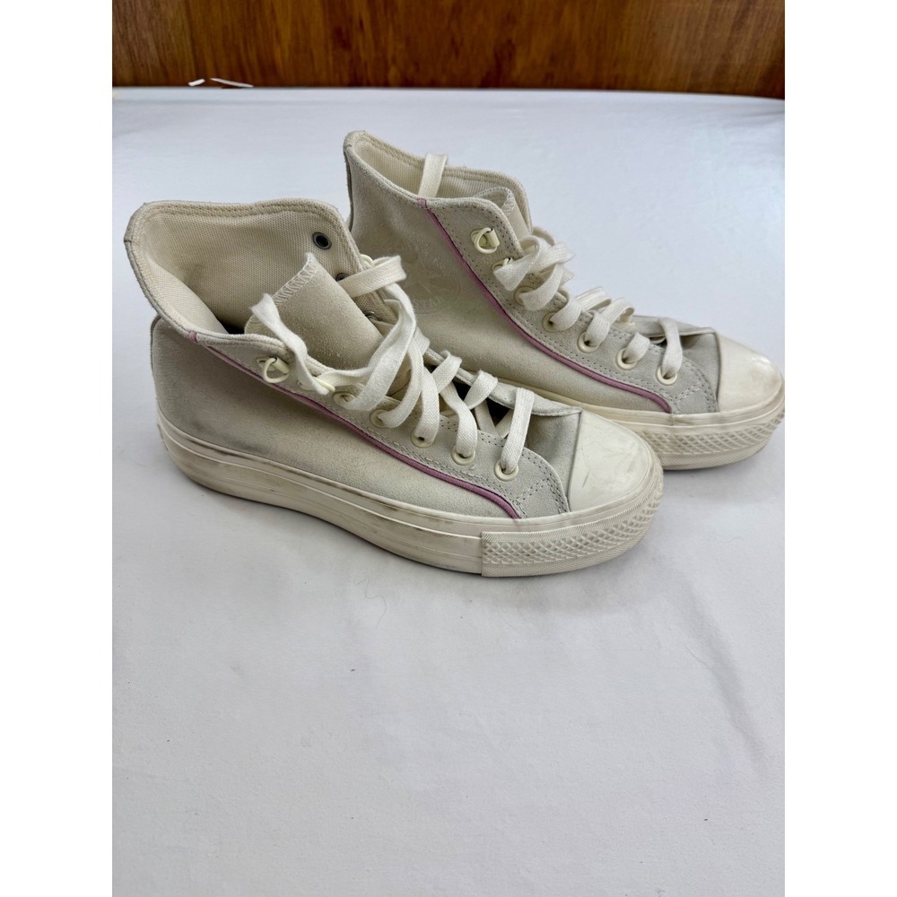 Converse Chuck Taylor All Star Lift Platform High Top Suede Egret Pink A05962C‎